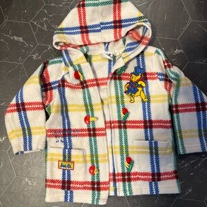 VINTAGE Disney Plaid Hooded Sweater with Embroidered Character